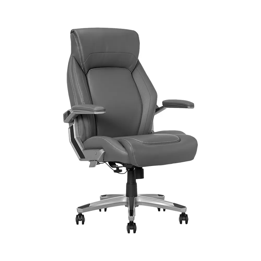 La-Z-Boy Meyer Ergonomic Bonded Leather Swivel Executive Chair, (60082-GRY) Gray Clearance