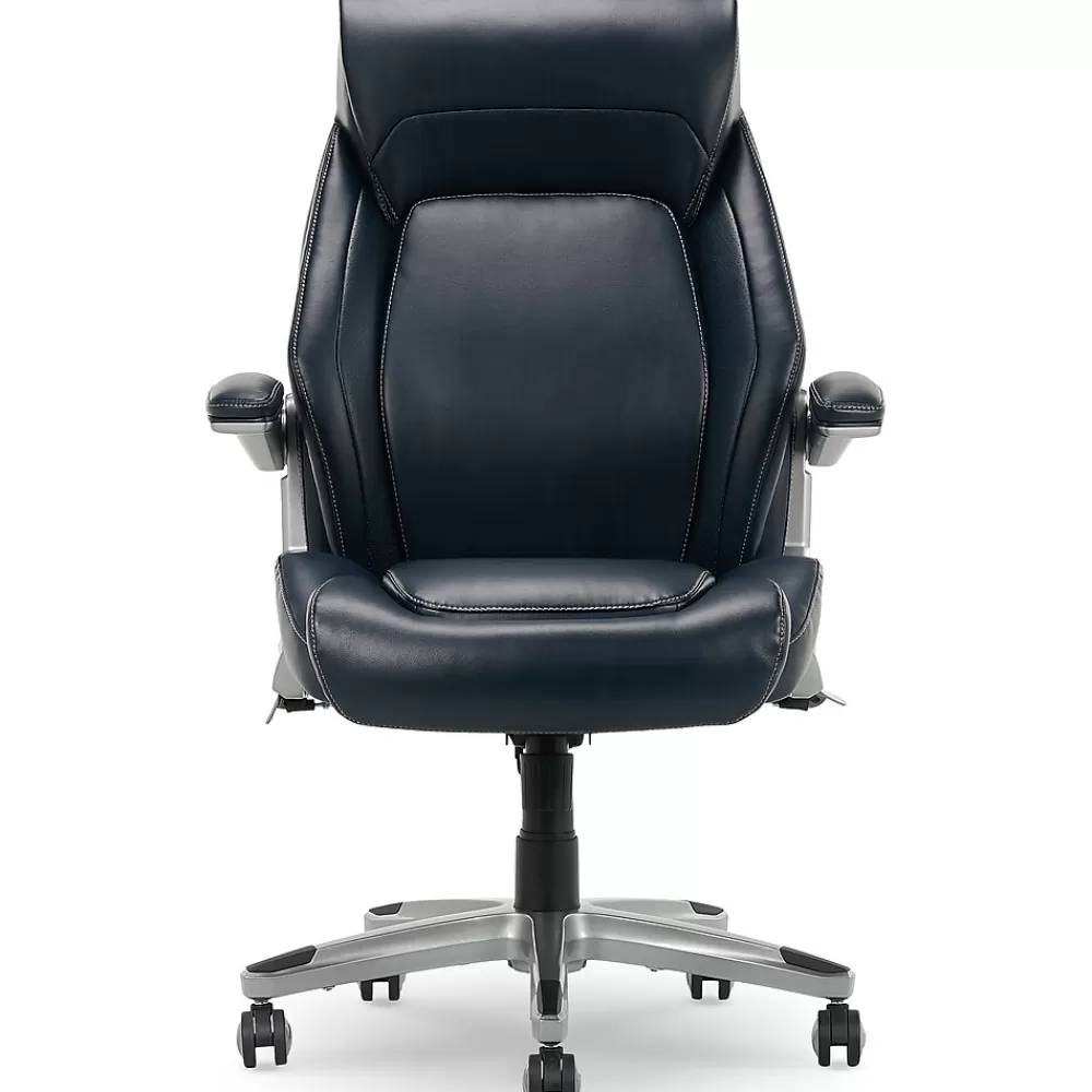 La-Z-Boy Meyer Ergonomic Bonded Leather Swivel Executive Chair, (60082-NVY) Navy Flash Sale