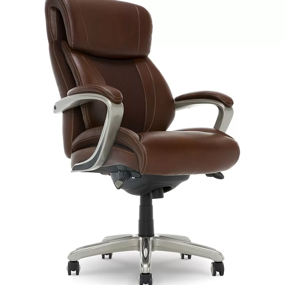 La-Z-Boy Salerno Ergonomic Bonded Leather Swivel Executive Chair, Brown (45778-BRN) Shop