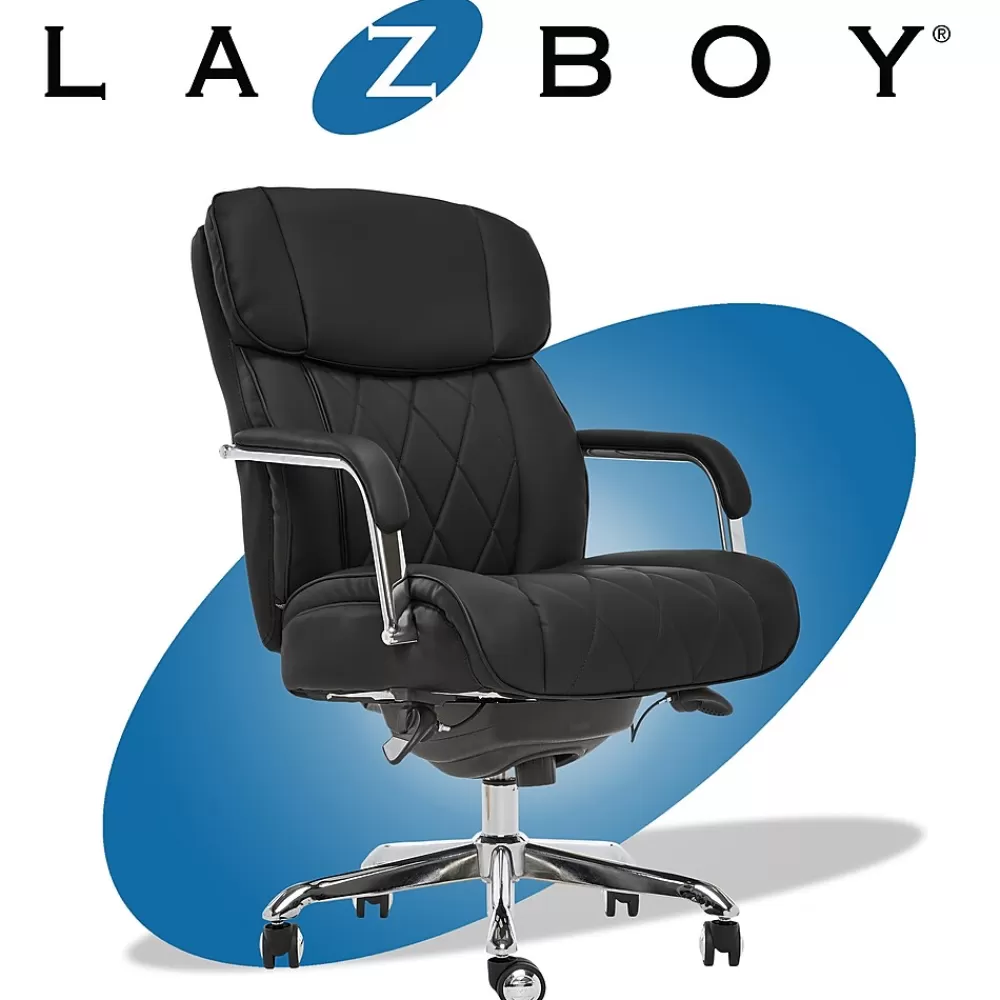 La-Z-Boy Sutherland Ergonomic Faux Leather Swivel Computer and Desk Chair, (CHR10048A) Black Hot
