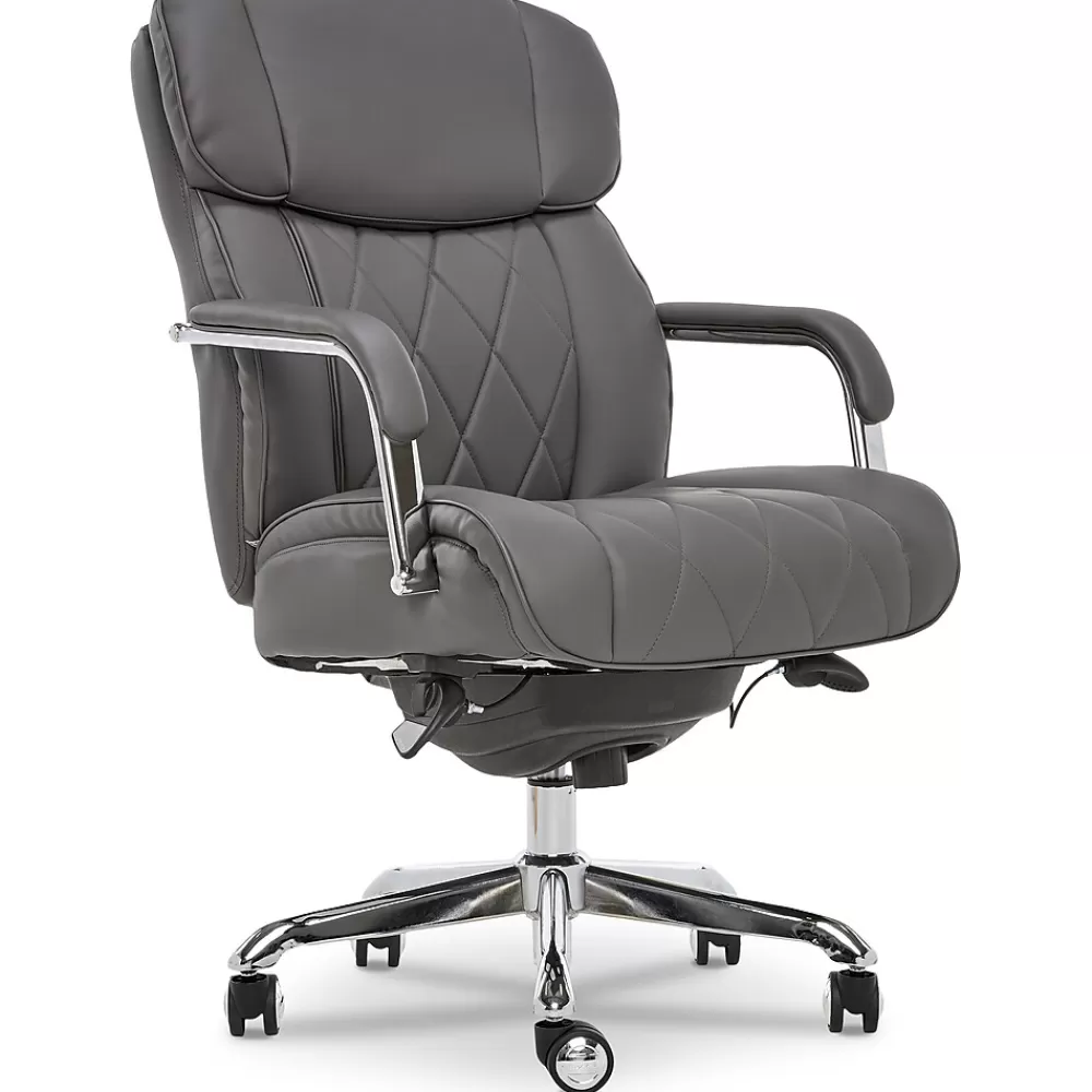La-Z-Boy Sutherland Ergonomic Faux Leather Swivel Computer and Desk Chair, (CHR10048B) Gray New