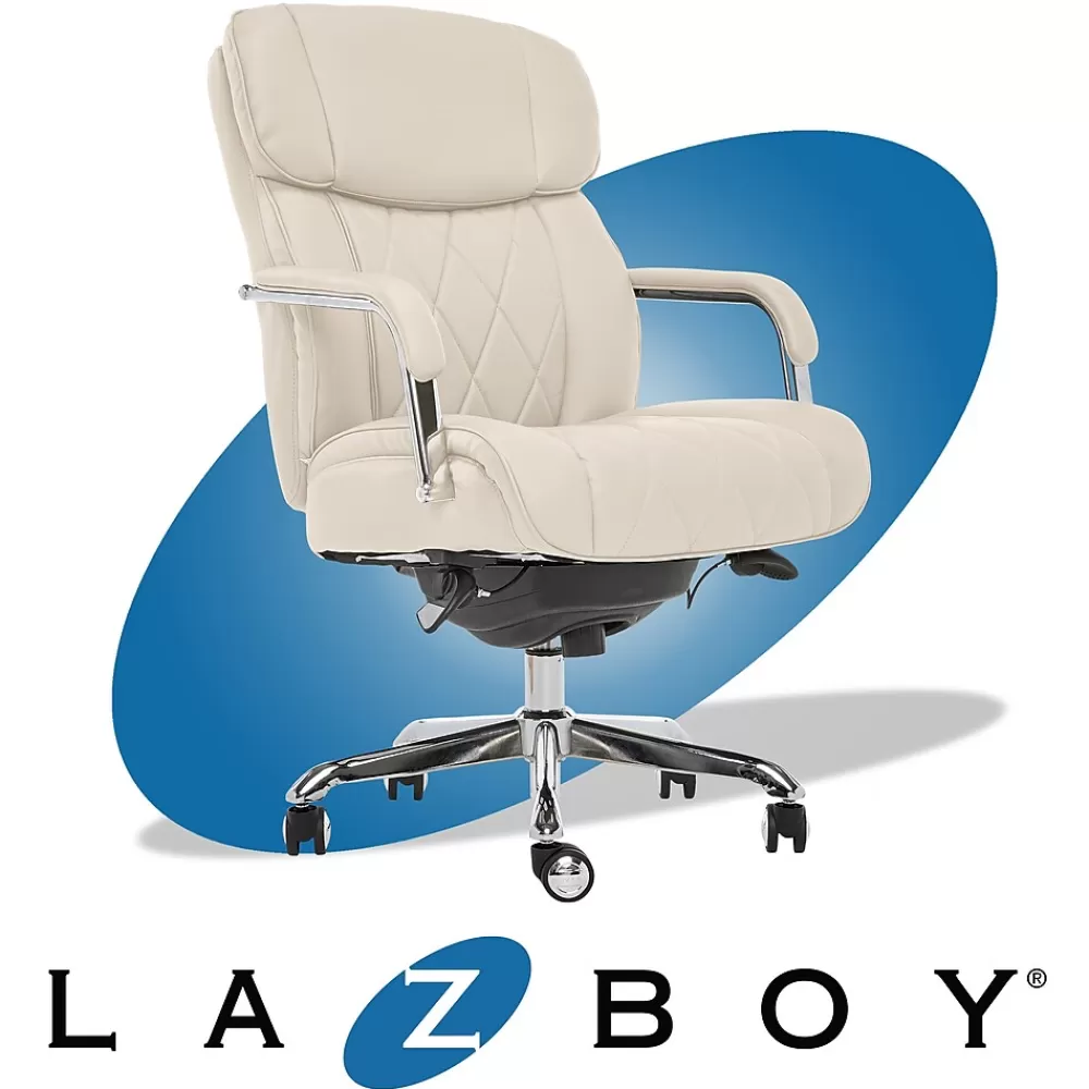 La-Z-Boy Sutherland Ergonomic Faux Leather Swivel Computer and Desk Chair, (CHR10048C) Ivory Best Sale