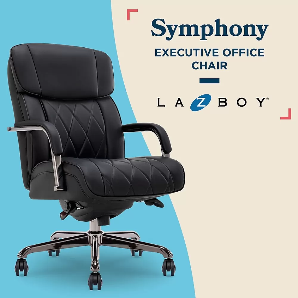 La-Z-Boy Symphony Ergonomic Bonded Leather Swivel Executive Chair, Black and Graphite (CCHR10013E) Fashion