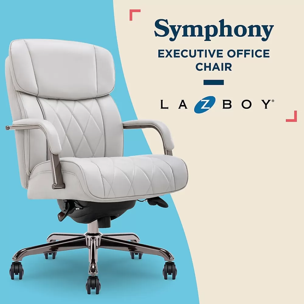 La-Z-Boy Symphony Ergonomic Bonded Leather Swivel Executive Chair, Gray and Graphite (CCHR10013B) Cheap