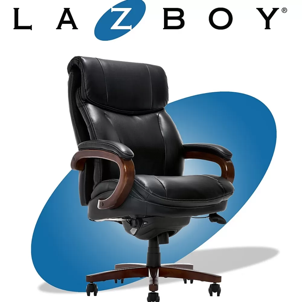 La-Z-Boy Trafford Ergonomic Bonded Leather Swivel Executive Chair, Black (45782A) Discount