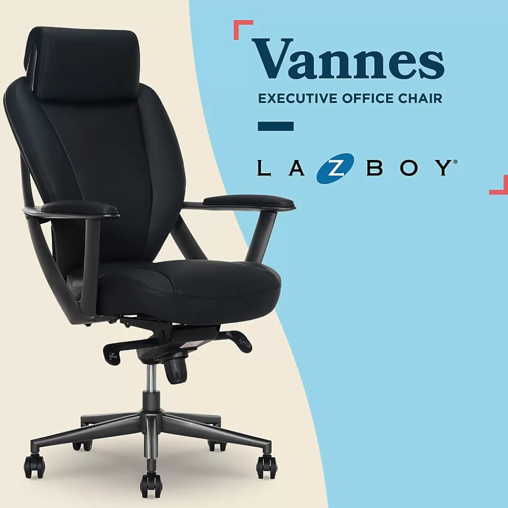 La-Z-Boy Vannes Ergonomic Faux Leather Swivel Executive Chair, Black (60101-BLK) Fashion