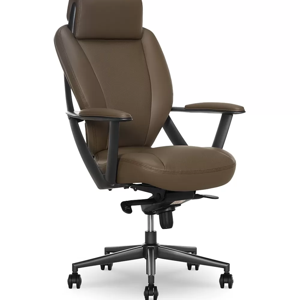 La-Z-Boy Vannes Ergonomic Faux Leather Swivel Executive Chair, Brown (60101-BRN) Flash Sale