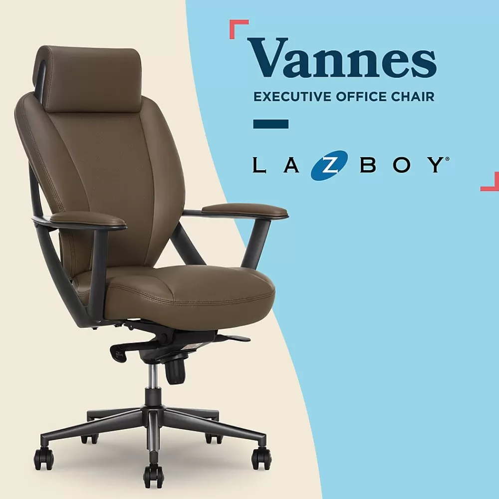 La-Z-Boy Vannes Ergonomic Faux Leather Swivel Executive Chair, Brown (60101-BRN) Flash Sale