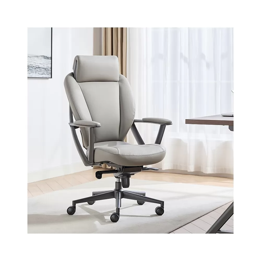 La-Z-Boy Vannes Ergonomic Polyurethane Swivel Executive Chair, Gray (60101-GRY) Clearance
