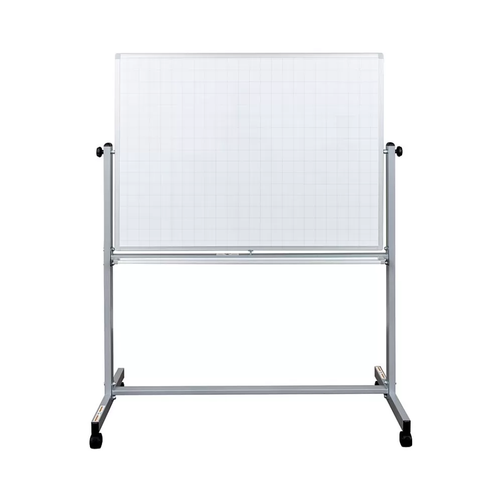 Luxor Dry-Erase Mobile Combination Ghost Grid/Whiteboard, Aluminum Frame, 36" x 48" (MB4836LB) Fashion