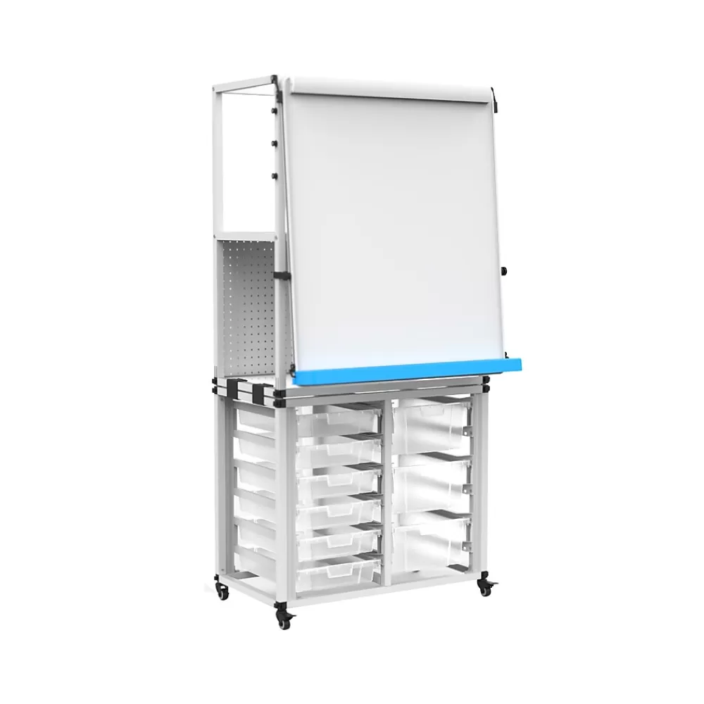 Luxor Dry-Erase Mobile Modular Teacher Whiteboard with Storage, Steel Frame, 36" x 32" (MBSRWSTN) Outlet