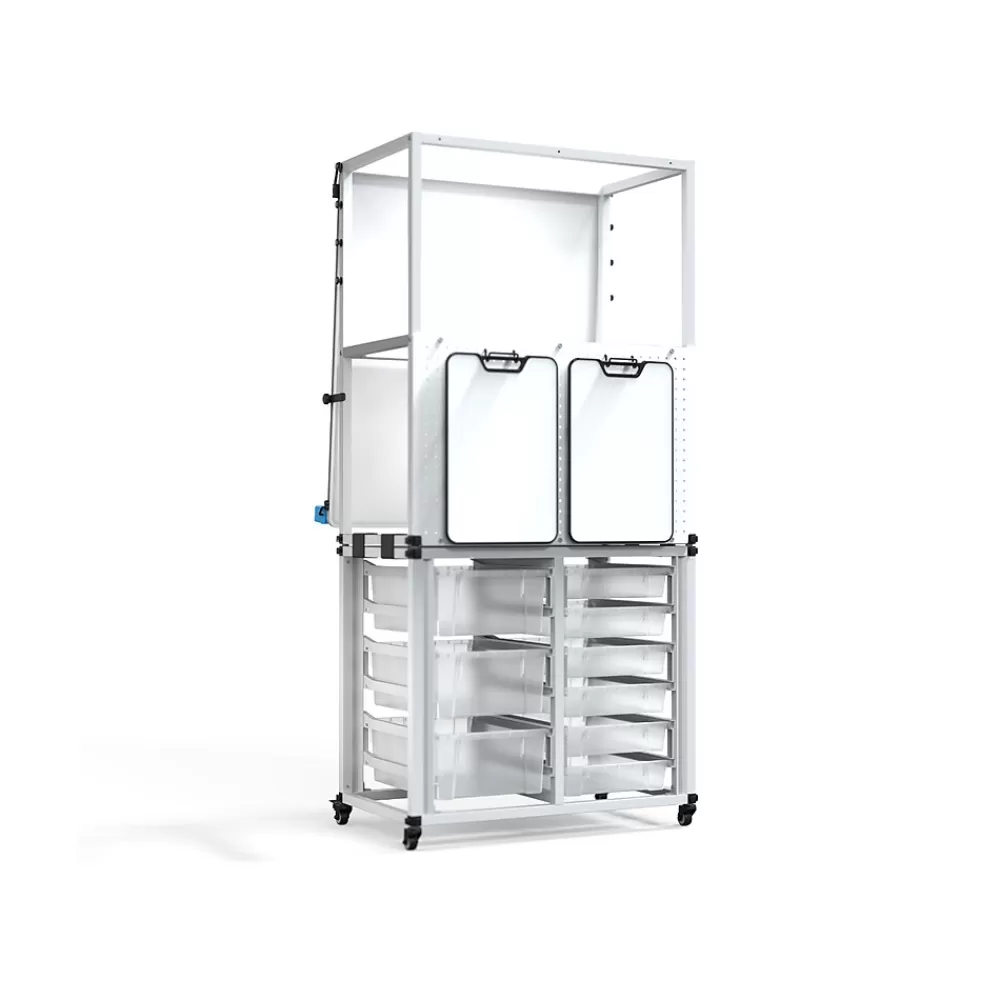 Luxor Dry-Erase Mobile Modular Teacher Whiteboard with Storage, Steel Frame, 36" x 32" (MBSRWSTN) Outlet
