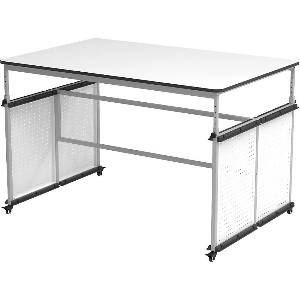 Luxor 32"-38"H Adjustable Standing Modular Makerspace and Science Lab Table, White (DTTB001) Shop