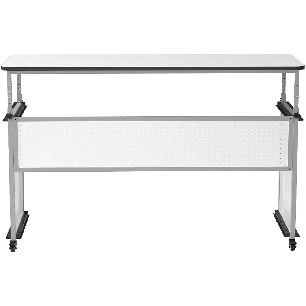 Luxor 32"-38"H Adjustable Standing Modular Teacher Desk, White/Gray (DTTB002) Sale