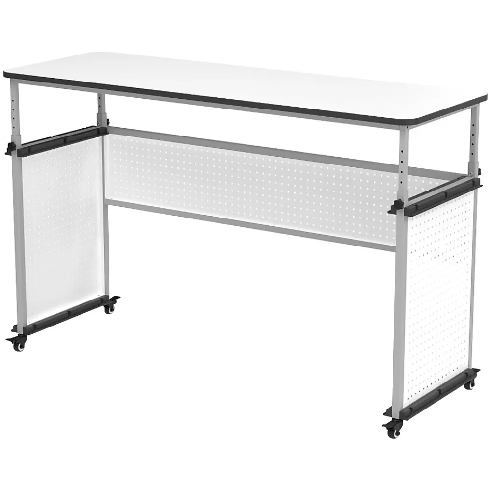 Luxor 32"-38"H Adjustable Standing Modular Teacher Desk, White/Gray (DTTB002) Sale