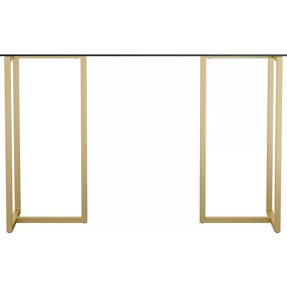 Martha Stewart Eli 47"W Glass/Steel Home Office Desk, Clear/Polished Brass (XUDK1GLD) Sale