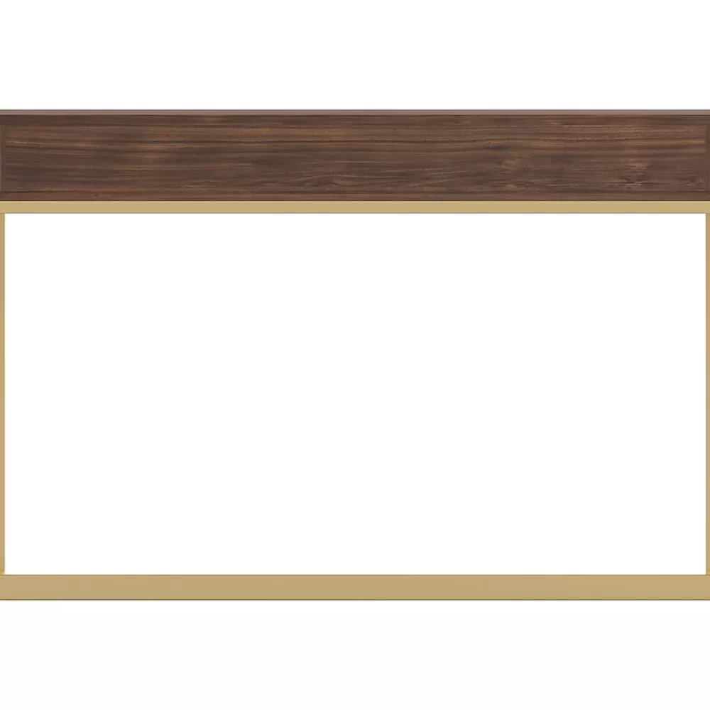 Martha Stewart Ollie 47"W Home Office Desk with 3 Drawers, Walnut/Polished Brass (ZGZP028BRGLD) Clearance