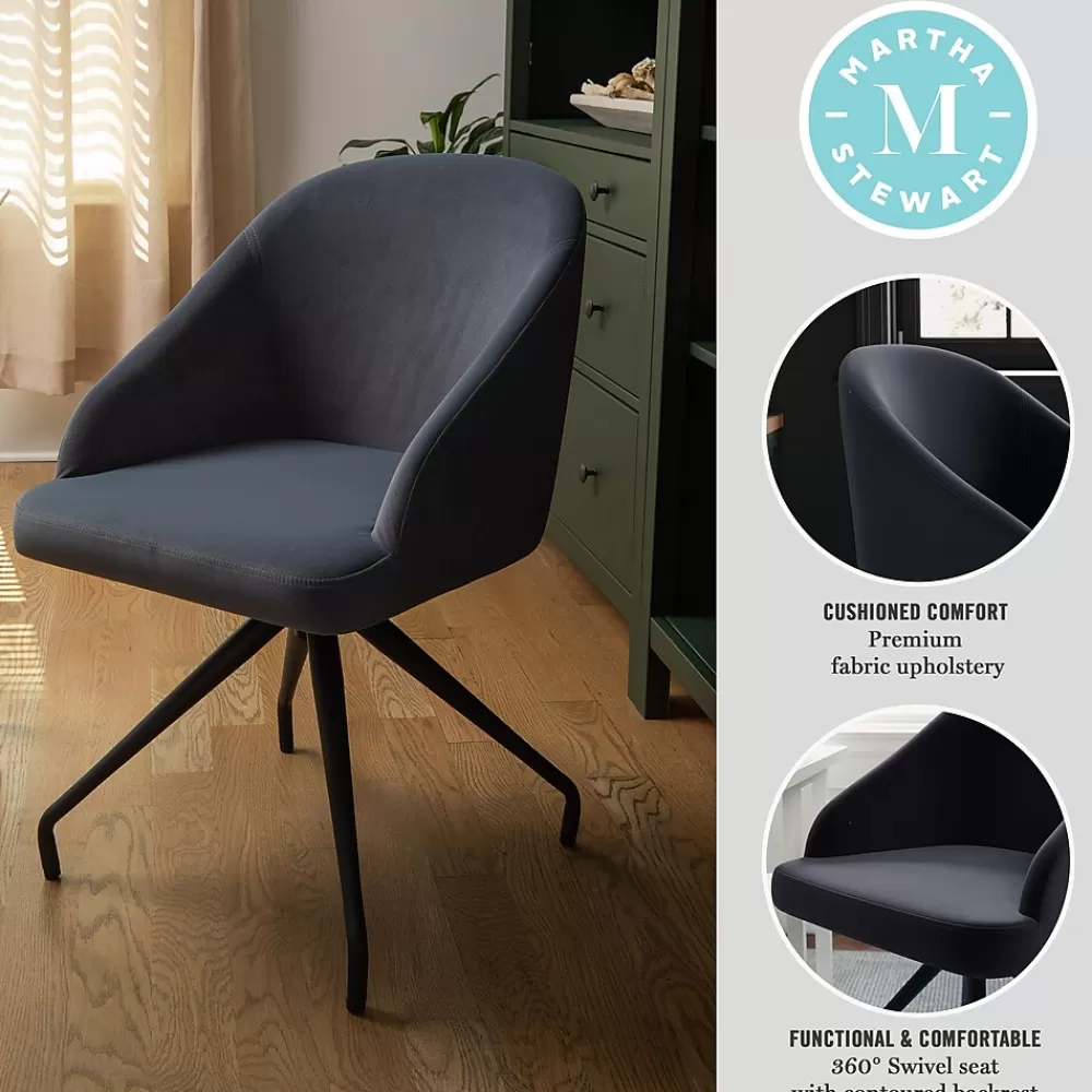 Martha Stewart Sora Fabric Swivel Stationary Office Chair, Gray/Oil Rubbed Bronze (CH222119GYBK) Hot