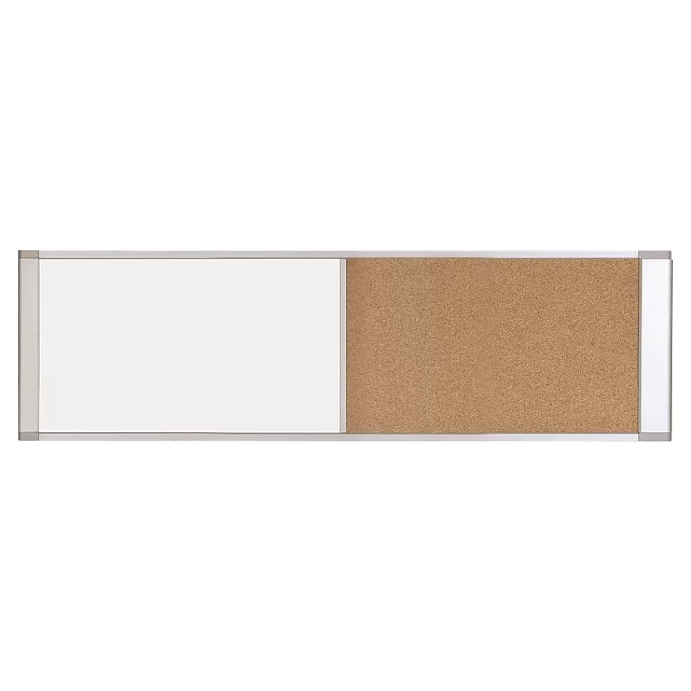 MasterVision Cork & Dry Erase Combo Dry-Erase & Bulletin Board, Silver Frame, 3' x 1.5' (XA10003700) Clearance