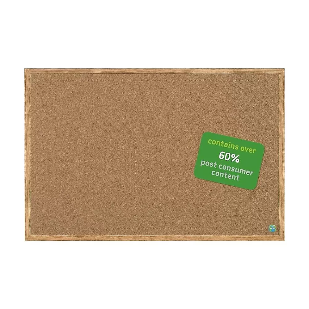 MasterVision Earth Cork Bulletin Board, Oak Frame, 4' x 3' (SB0720001233) Best Sale