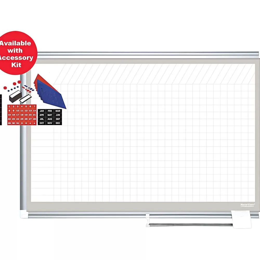 MasterVision ® 48"H x 72"W Grid Porcelain Planner Dry Erase Board, Aluminum Frame Best