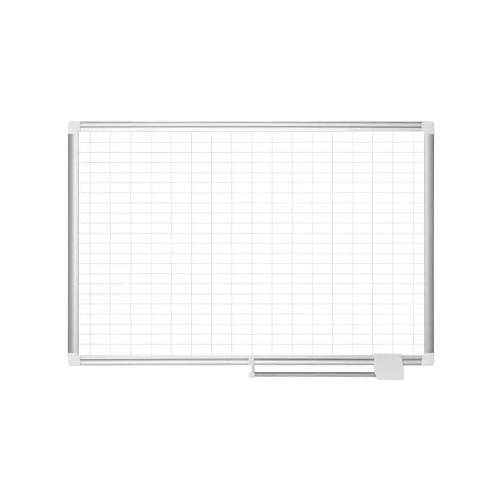 MasterVision ® Magnetic 1 x 2 Grid Planner 36 x 48, Aluminum with Kit New