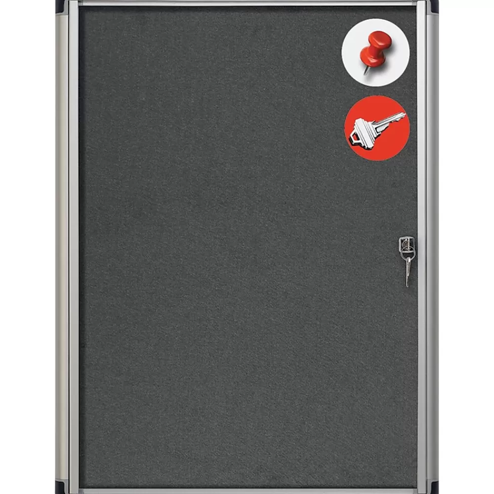 MasterVision ® Slim-Line Enclosed Fabric Bulletin Board, Gray, 38" X 28" X 1 3/8" (VT630103690) Cheap