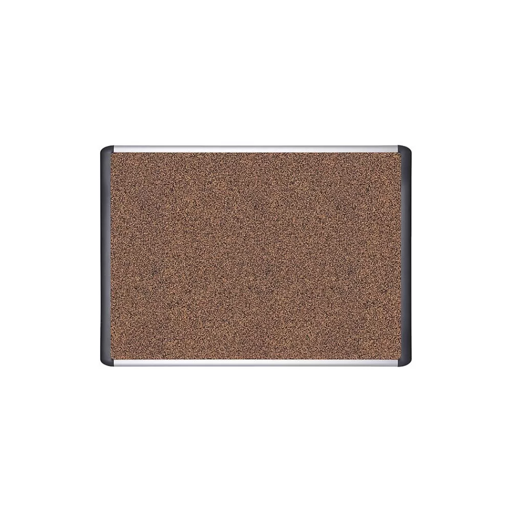 MasterVision ® Tech Cork Board, 36" x 48", Silver and Black Frame (BVCMVI050501) New