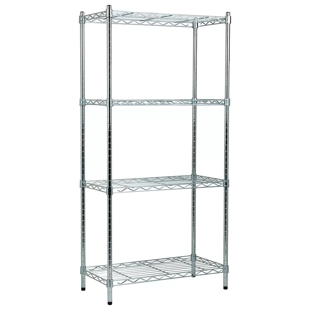 Mind Reader 4 Shelf Adjustable Garage Shelving, 11.75"W, Chrome Plate (4TSHELVU-SIL) Hot