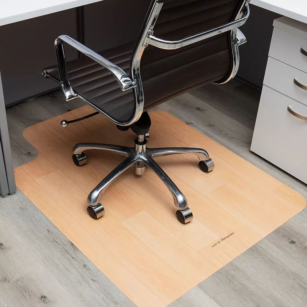 Mind Reader Hard Floor Chair Mat with Lip, 36" x 48'', Brown PVC (WDOFFCMAT-BRN) Clearance