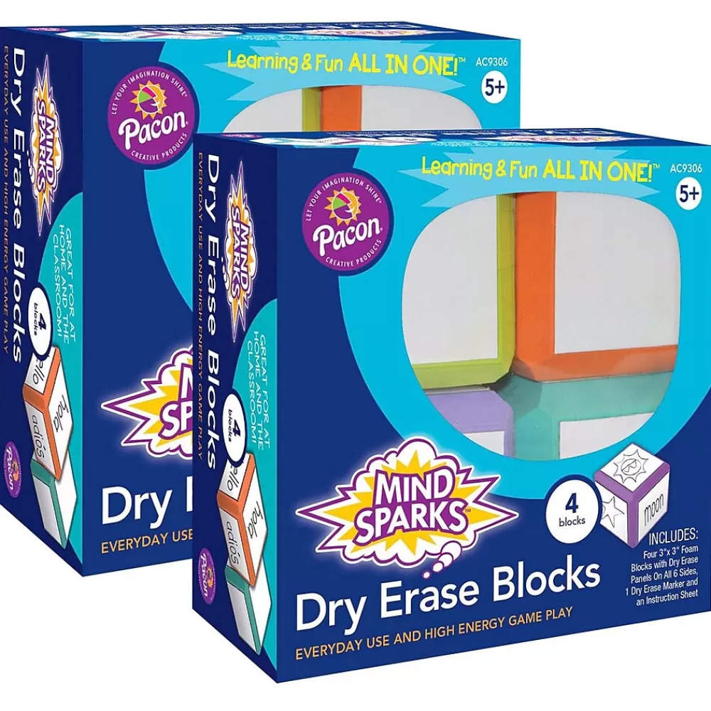 Mind Sparks Write-On Blocks Plastic Mobile Dry-Erase Whiteboard, 3" x 3", 2/Bundle (CK-9306-2) Cheap