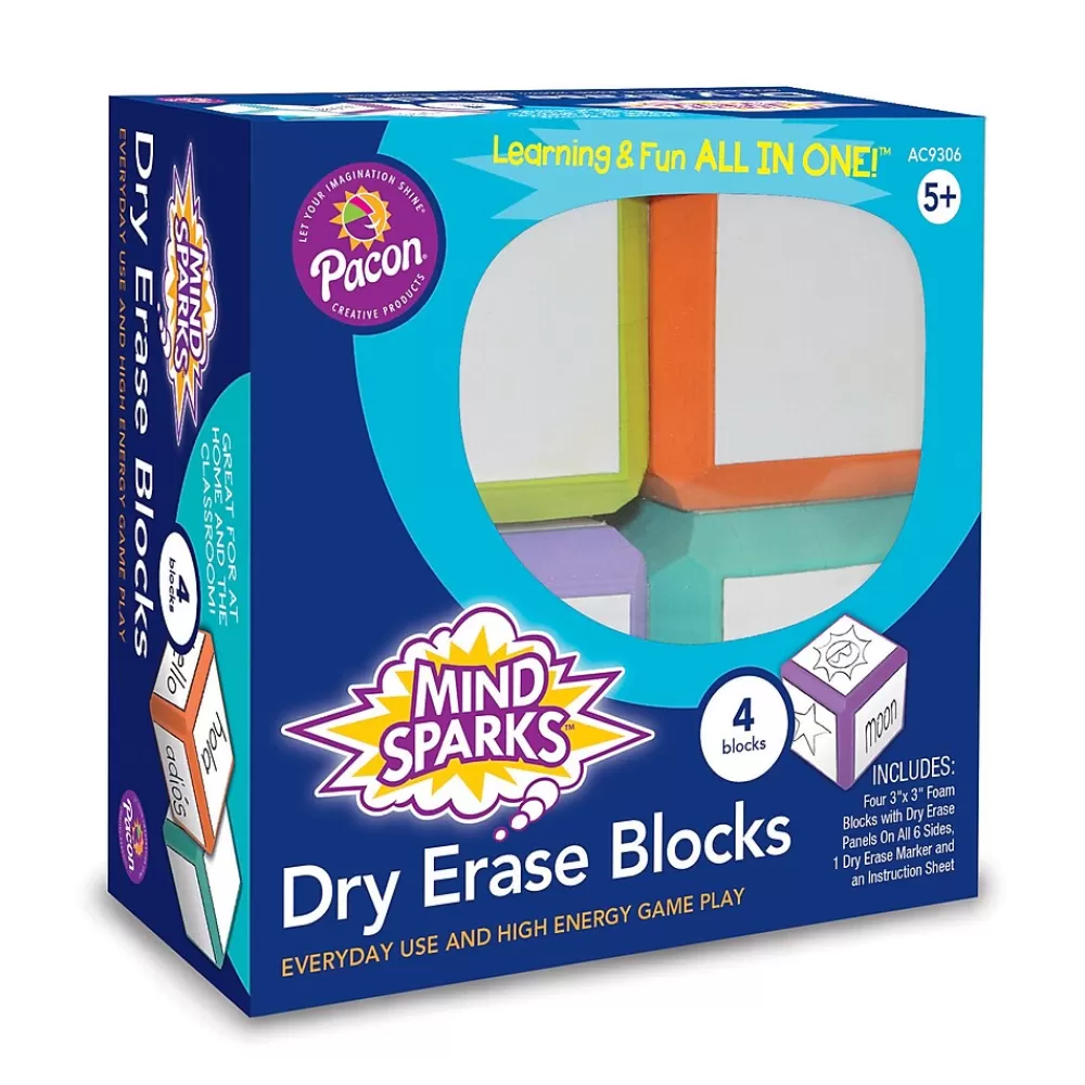 Mind Sparks Write-On Blocks Plastic Mobile Dry-Erase Whiteboard, 3" x 3", 2/Bundle (CK-9306-2) Cheap