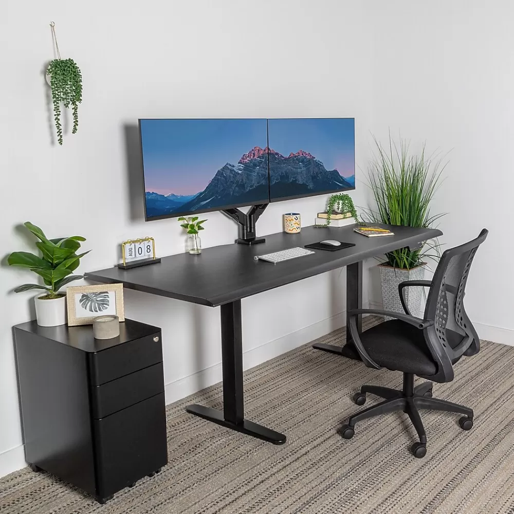 Mount-It! Dual Motor 72"W Electric Adjustable Standing Desk, Black (MI-18122) New