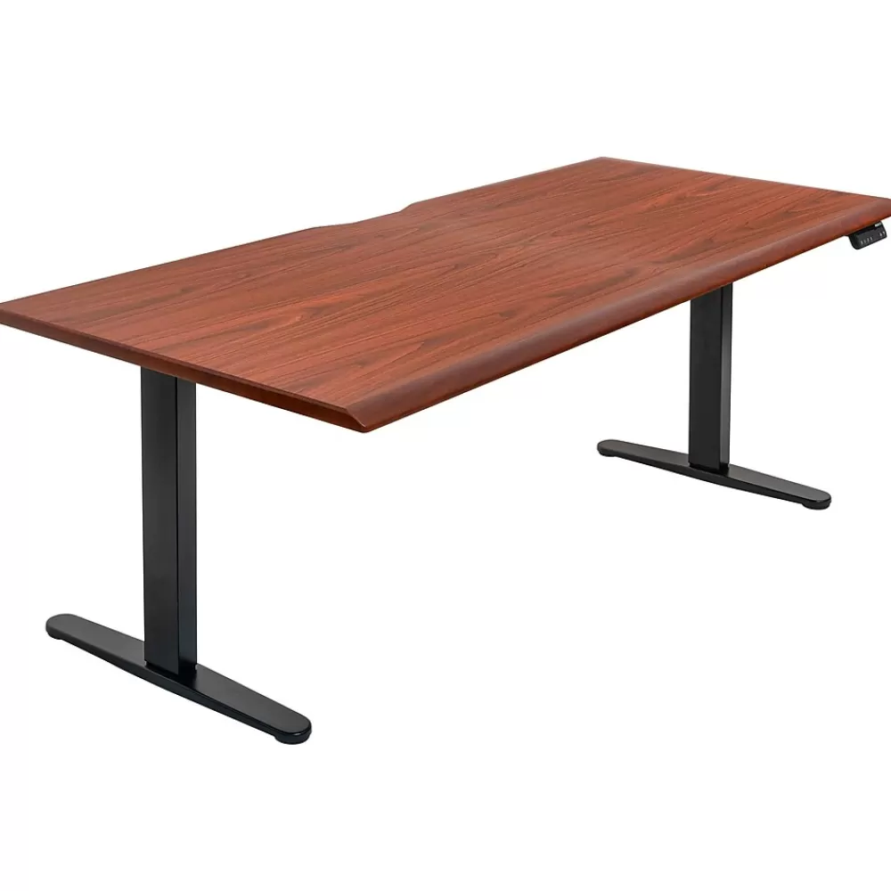 Mount-It! Dual Motor 72"W Electric Adjustable Standing Desk, Black/Hazelnut Brown (MI-18126) Discount