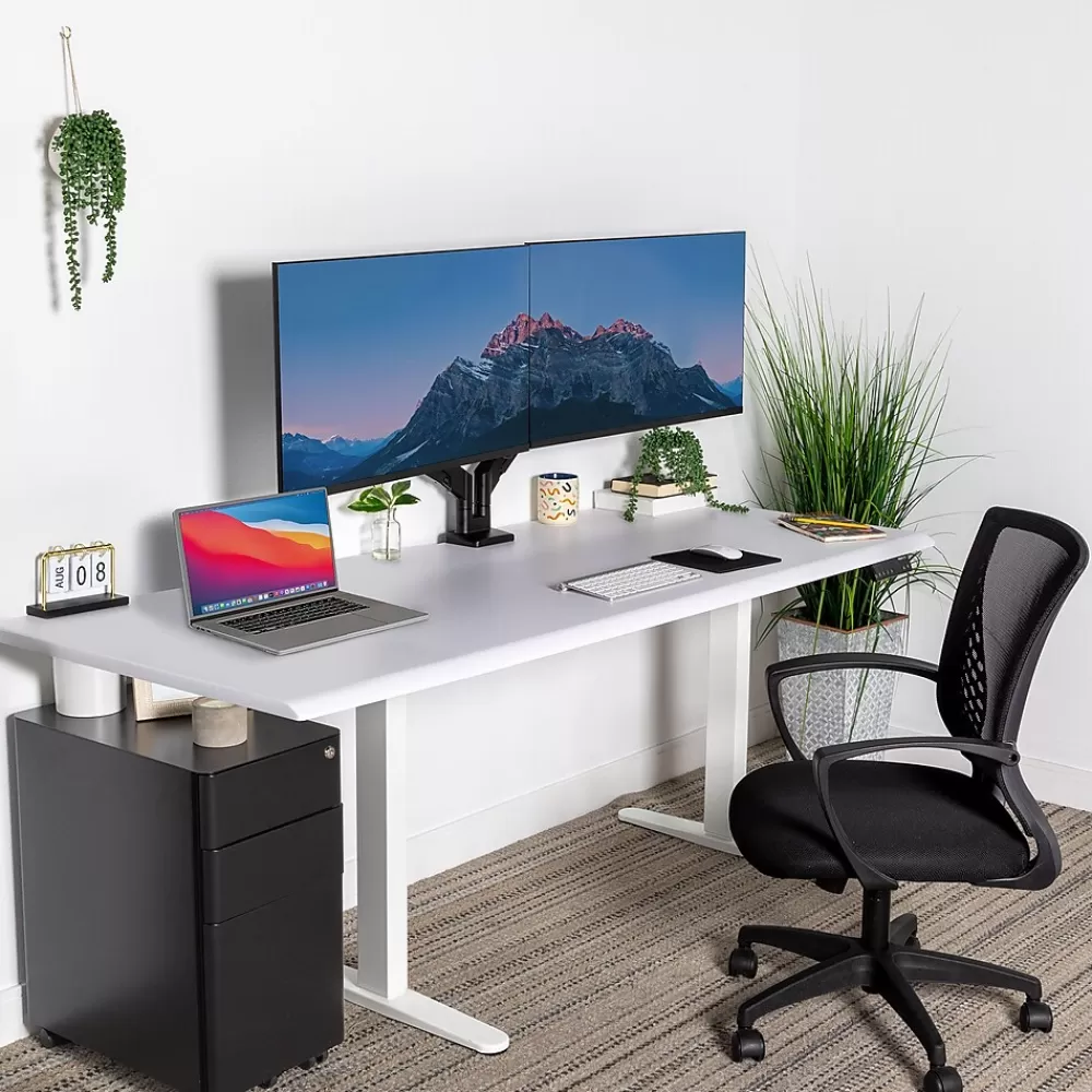 Mount-It! Dual Motor 72"W Electric Adjustable Standing Desk, White (MI-18124) New