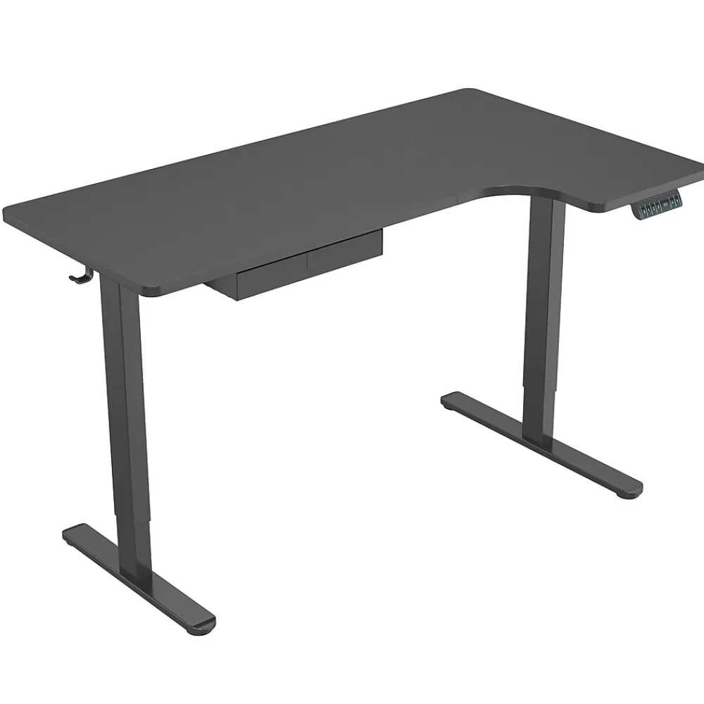 Mount-It! MI-15002 57"W L-Shaped Adjustable Particle Board Standing Desk, Black (MI-15002) Flash Sale