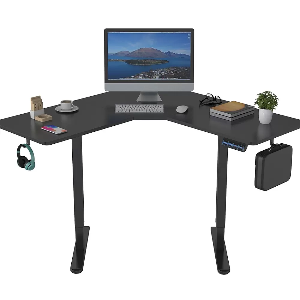 Mount-It! MI-15003 47"W L-Shaped Adjustable Particle Board Standing Desk, Black (MI-15003) Cheap