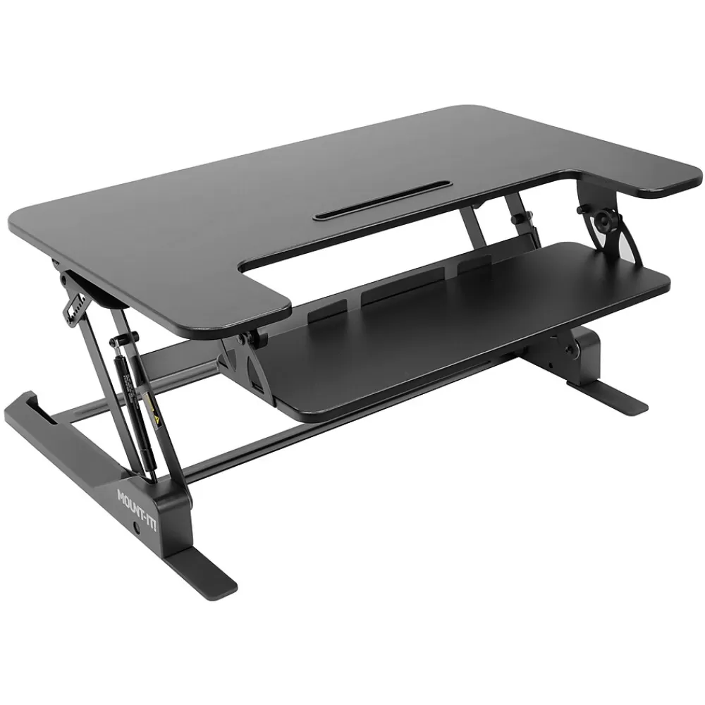 Mount-It! 36."W Rectangular Adjustable Standing Desk Converter, Black (MI-7926) New