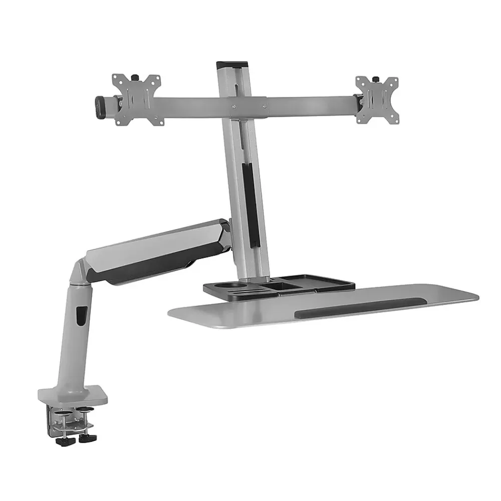 Mount-It! Sit Stand Desk Mount Workstation, Dual Monitor Standing Desk Converter, Full Motion Arm, Height Adjustable (MI-7904) Online