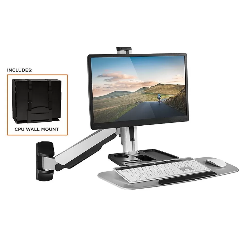 Mount-It! Sit Stand Wall Mount Workstation, Articulating Standing Desk for a Single Monitor, Floating Keyboard Tray (MI-7905) Cheap