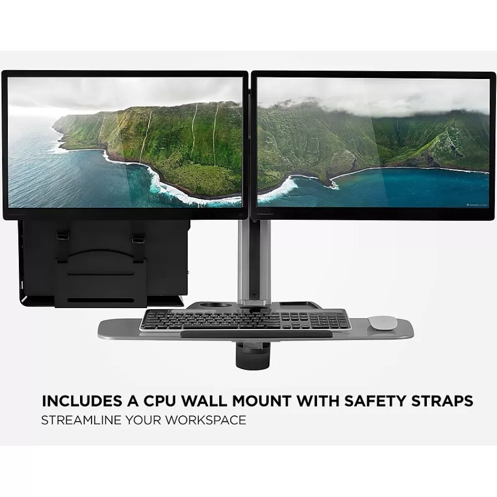 Mount-It! Sit Stand Wall Mount Workstation, Articulating Standing Desk for Dual Monitors, Floating Keyboard Tray (MI-7906) Sale