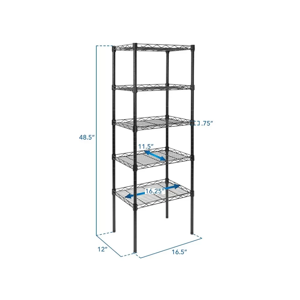 Mount-It! 5-Tier Metal Shelving Unit, 17", Black (MI-7861) Discount