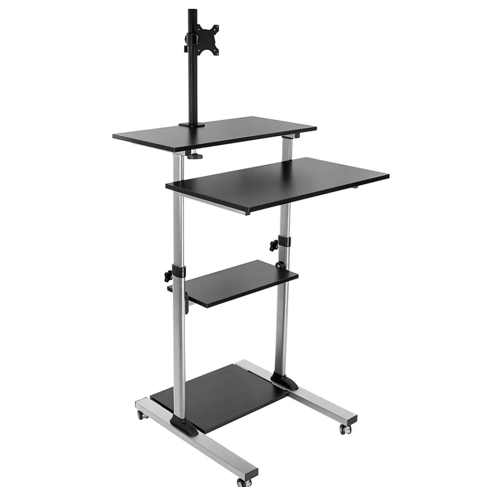 Mount-It! 28"W Adjustable Steel Standing Desk with Monitor Mount, Grey (MI-7942) Flash Sale