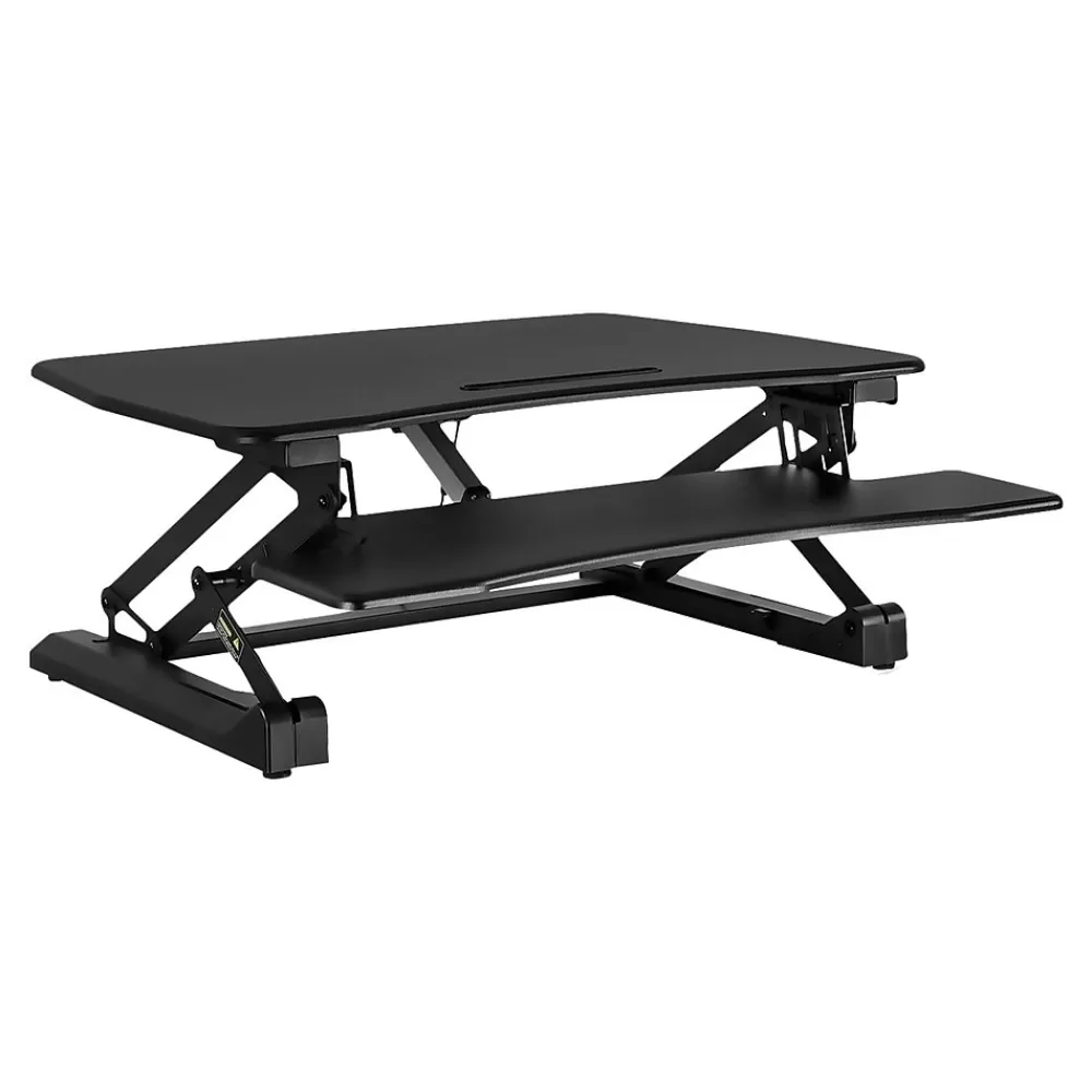 Mount-It! 36"W Electric Adjustable Standing Desk Converter with USB Charging Port, Black (MI-7927E) Fashion