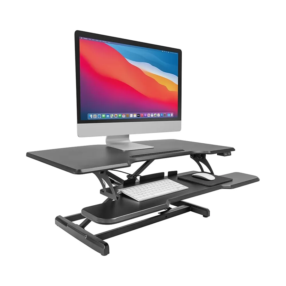 Mount-It! 38"W Electric Rectangular Adjustable Standing Desk Converter, Black (MI-8010) Shop