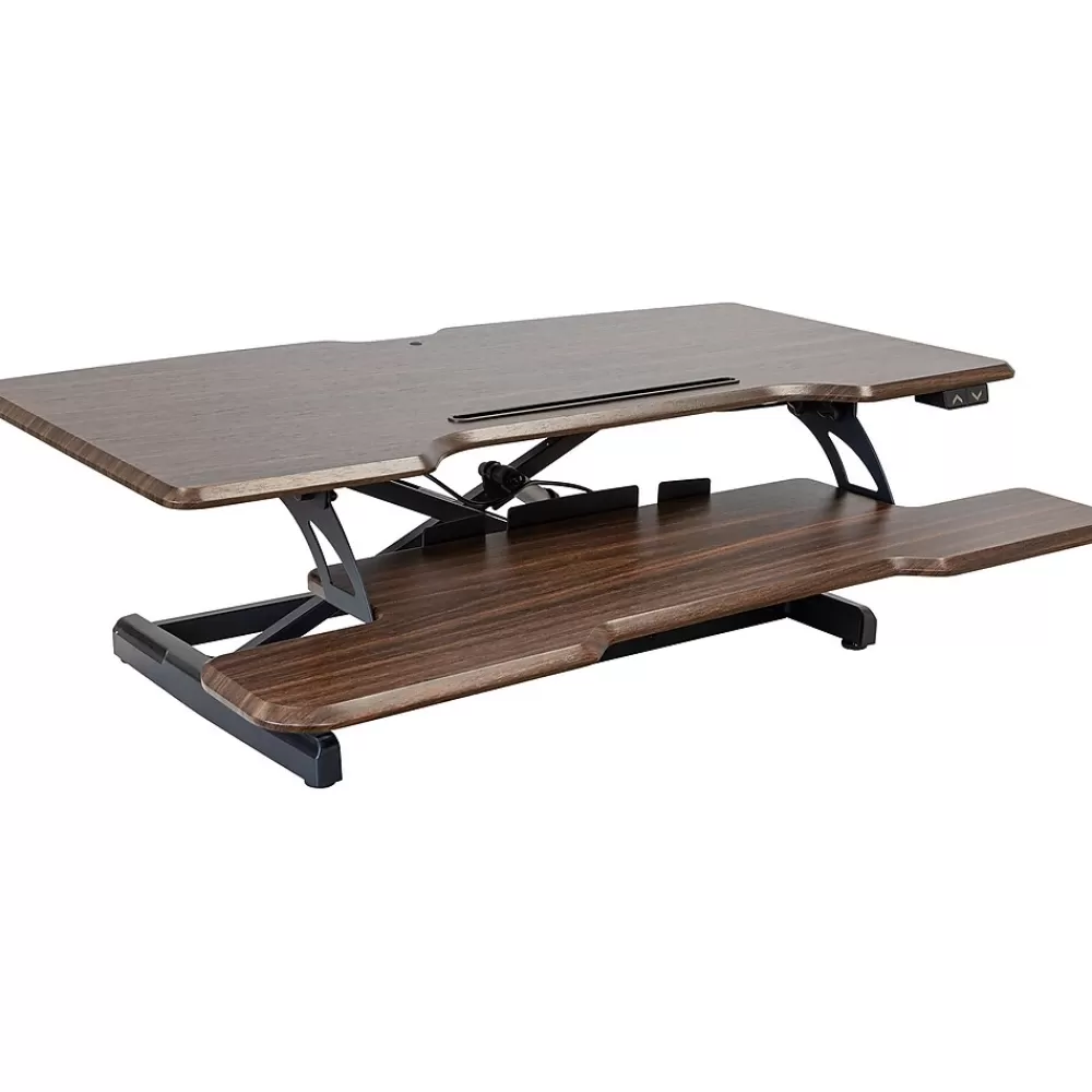 Mount-It! 38"W Electric Rectangular Adjustable Standing Desk Converter, Dark Walnut (MI-8011) Cheap