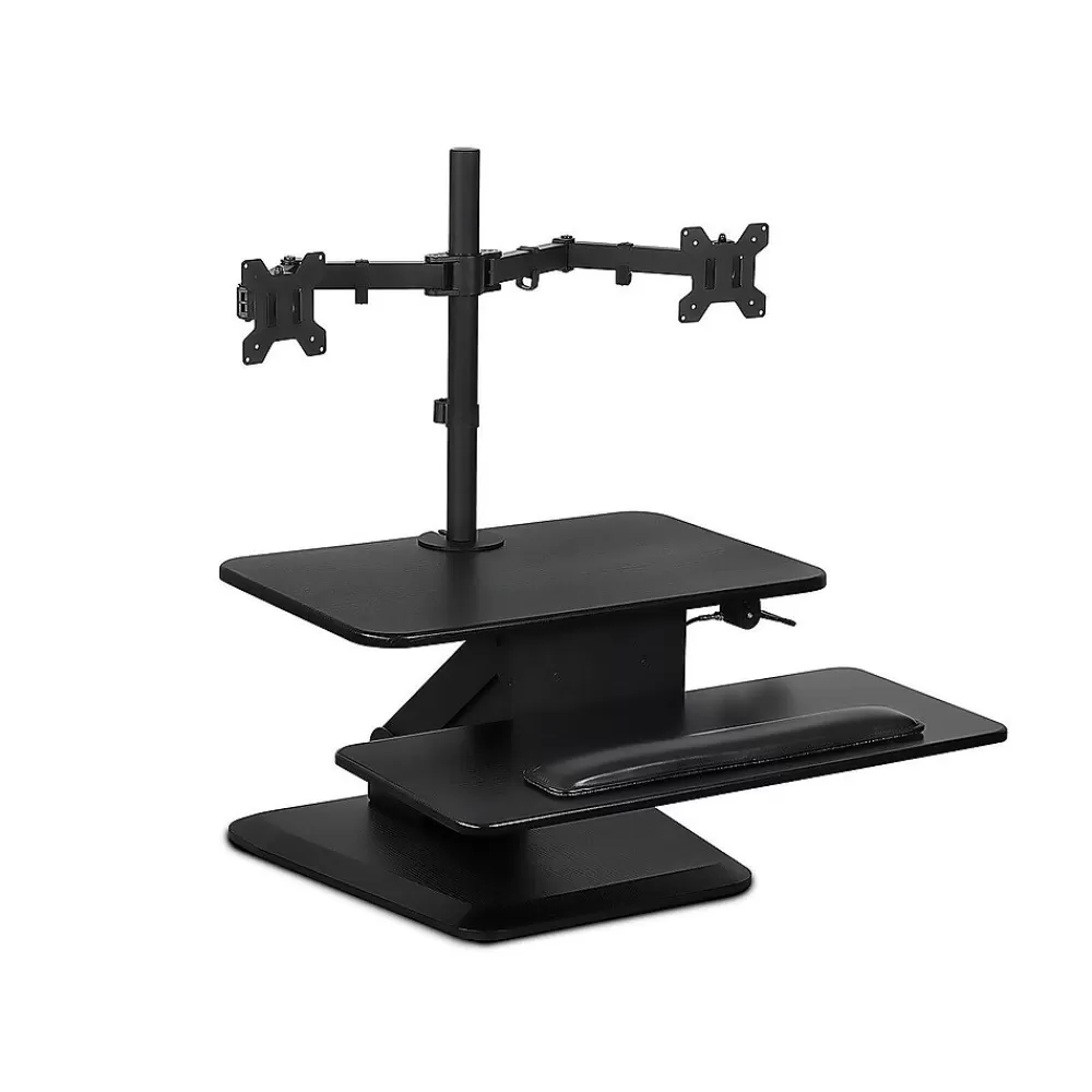 Mount-It! 24"W Manual Adjustable Standing Desk Converter with Dual Monitor Mount, Black (MI-7914) Online