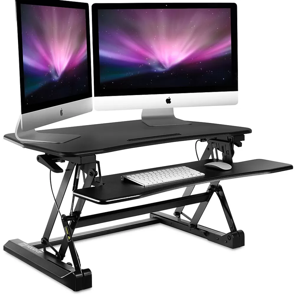 Mount-It! 35.5"W Rectangular Adjustable Metal Standing Desk Converter, Black (MI-7955) Shop