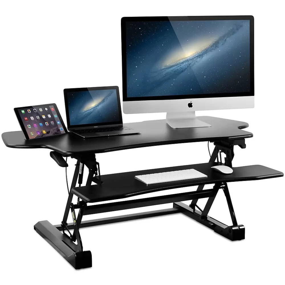 Mount-It! 12"W Rectangular Adjustable Metal Standing Desk Converter, Black (MI-7925) Best