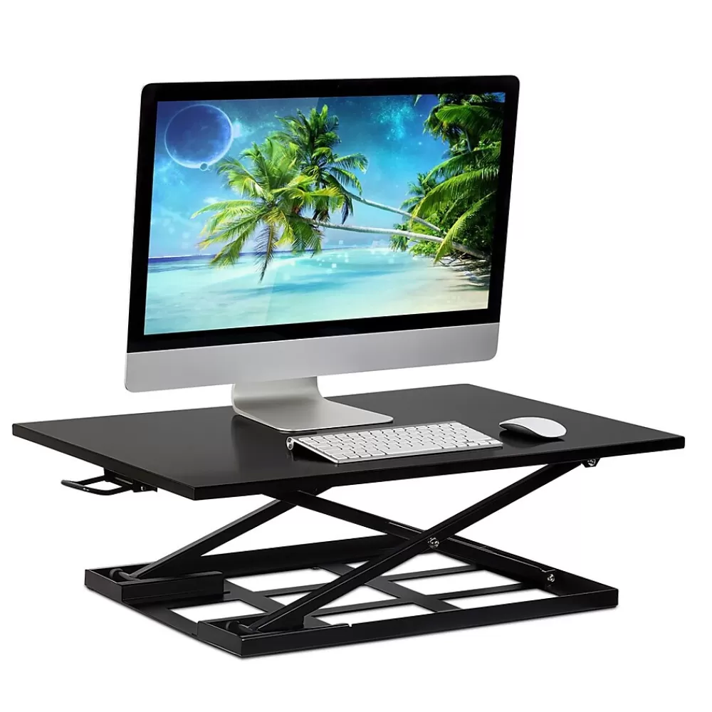 Mount-It! 32"W Rectangular Adjustable Metal Standing Desk Converter, Black (MI-7929BLK) Outlet
